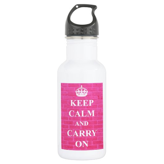 Blijf Kalmpjes & Ga Door Roze Waterfles (Voorkant)