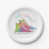 Blijf kleurrijk Stropdas-kleurstof high-top sneake Papieren Bordje (Voorkant)