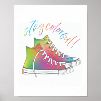 Blijf kleurrijk Stropdas-kleurstof high-top sneake Poster