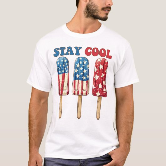Blijf koel 4 juli Popsicles Kinder 4 juli T-shirt (Voorkant)