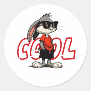 Blijf koel als dit konijn ronde sticker