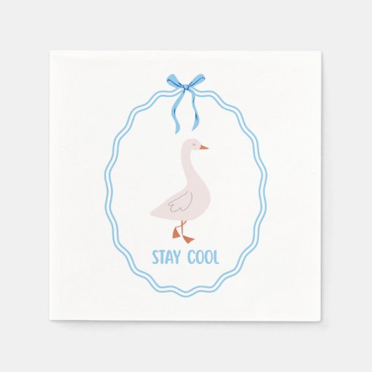 Blijf Koel Cute Gans met Lint Frame Servet (Voorkant)