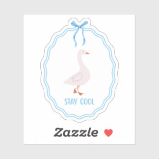 Blijf Koel Cute Gans met Lint Frame Sticker