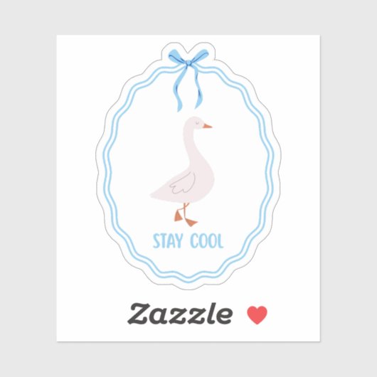 Blijf Koel Cute Gans met Lint Frame Sticker (Vel)