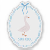 Blijf Koel Cute Gans met Lint Frame Sticker (Voorkant)