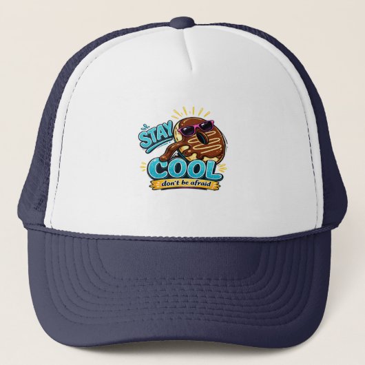 Blijf Koel Donut Grappige doppen ontwerp Trucker Pet (Voorkant)