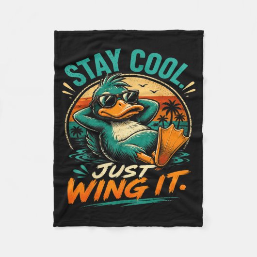 Blijf Koel Gewoon Wachten Met Die Grappige Retro E Fleece Deken (Voorkant)