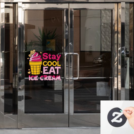 Blijf Koel Ijs Eten Raamsticker (Kantoordeur)
