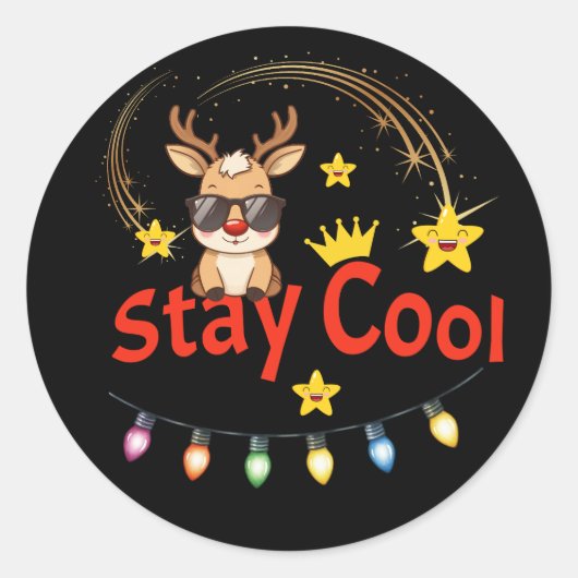 Blijf Koel Kerst Rendier Sticker (Voorkant)