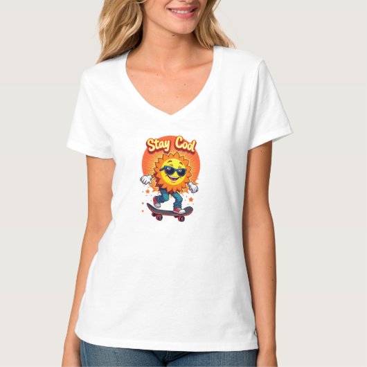Blijf koel met skateboarden zon t-shirt (Voorkant)