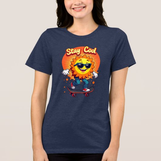 Blijf Koel met Skateboarding Zon Tri-Blend Shirt (Voorkant)