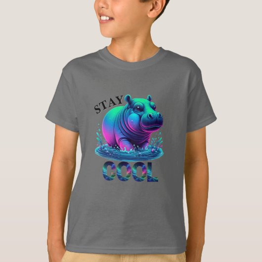 Blijf koel Neon Hippo Chilling T-shirt (Voorkant)