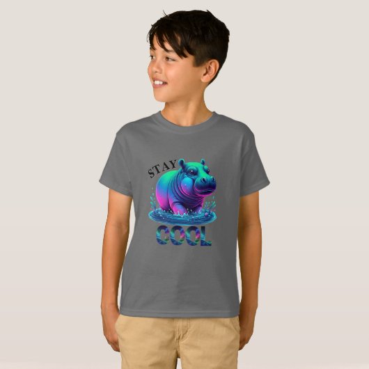 Blijf Koel Neon Nijlpaard Chillen T-shirt (Voorkant volledig)
