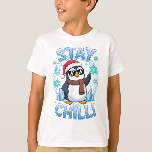 Blijf Koel Pinguïn Kerstmis T-shirt (Voorkant)