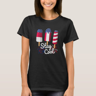 Blijf Koel Popsicle 4 juli Amerika Vlag Patriottis T-shirt