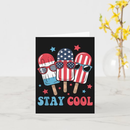 Blijf koel Popsicle 4 juli Patriottisch USA Ameri Kaart (Gele Bloem)