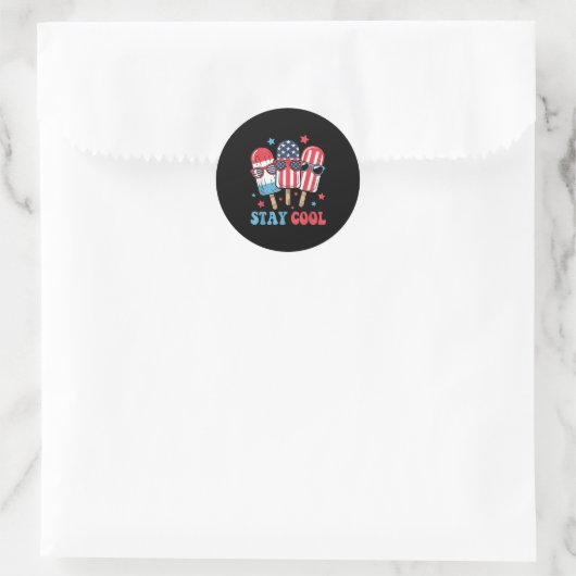 Blijf koel Popsicle 4 juli Patriottisch USA Ameri Ronde Sticker (Tas)