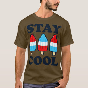 Blijf Koel Raket Rood Wit en Blauw Ijslolly Zomer T-shirt
