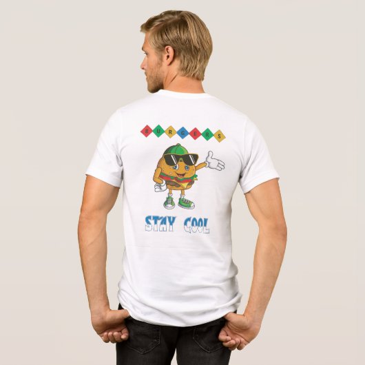  Blijf Koel Retro Burger Cartoon  Tri-Blend Shirt (Achterkant volledig)