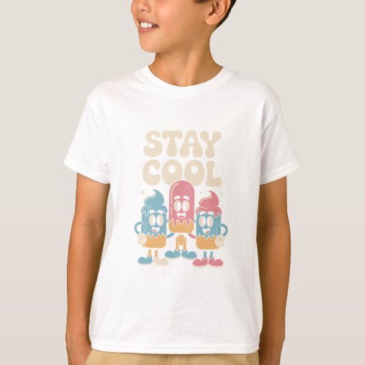 Blijf Koel Retro Ijs T-Shirt (Voorkant)