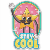 Blijf Koel Retro Ster Pop Sticker (Voorkant)
