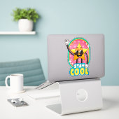Blijf Koel Retro Ster Pop Sticker (Laptop op bureau)