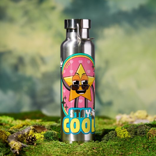 Blijf Koel Retro Ster Waterfles (Buiten (Gedraaid) )