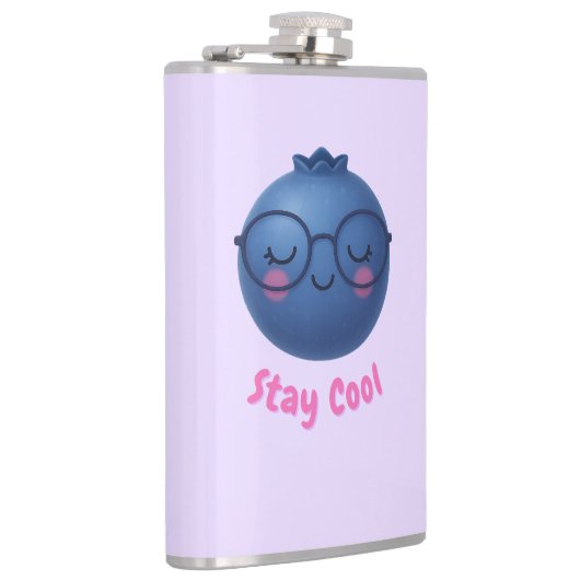 Blijf koel – Schattige TropiCool Blueberry-ontwerp Heupfles (Rechts)