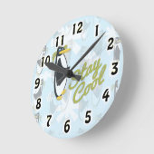 Blijf koel tijd Penguin Pal Cute Bird Cartoon Ronde Klok (Hoek)