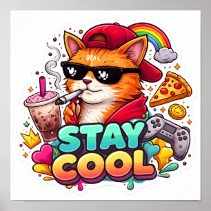 Blijf Koel Vibes – Chill Cat Streetwear Poster