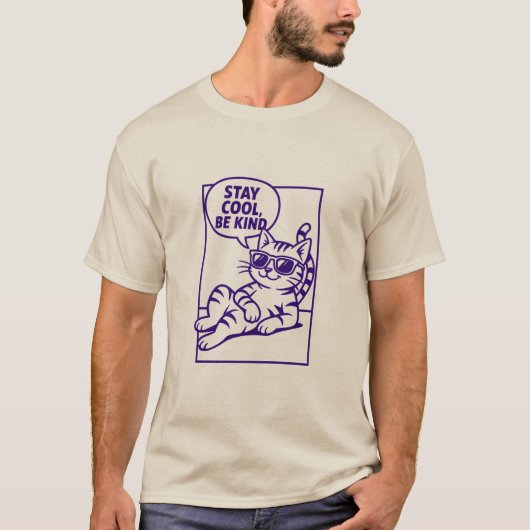 Blijf Koel Wees Aardig Chille Kat Positiviteit T-shirt (Voorkant)