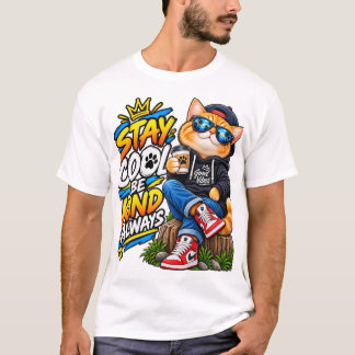 Blijf Koel Wees Vriendelijk Altijd – Koele Kat Goe T-shirt