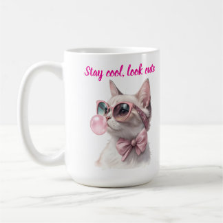 Blijf Koel, Zie Er Schattig Uit Roze Kat Blaast Bu Koffiemok