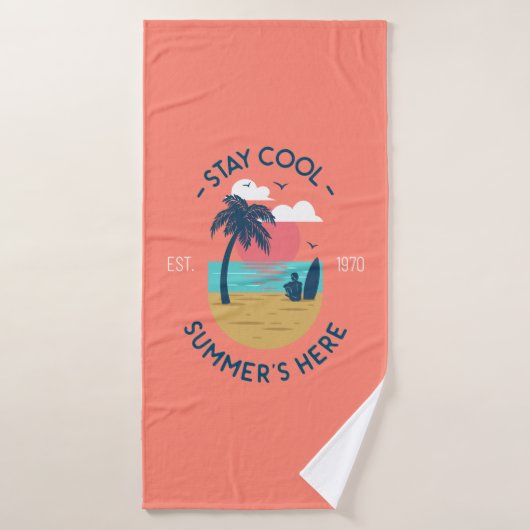 Blijf koel Zomer's Here Beach Sunset Badhanddoek (Badhanddoek)