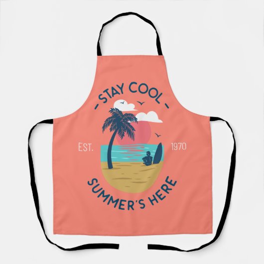 Blijf koel Zomer's Here Beach Sunset Schort (Voorkant)