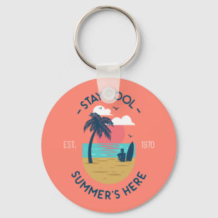 Blijf koel Zomer's Here Beach Sunset Sleutelhanger