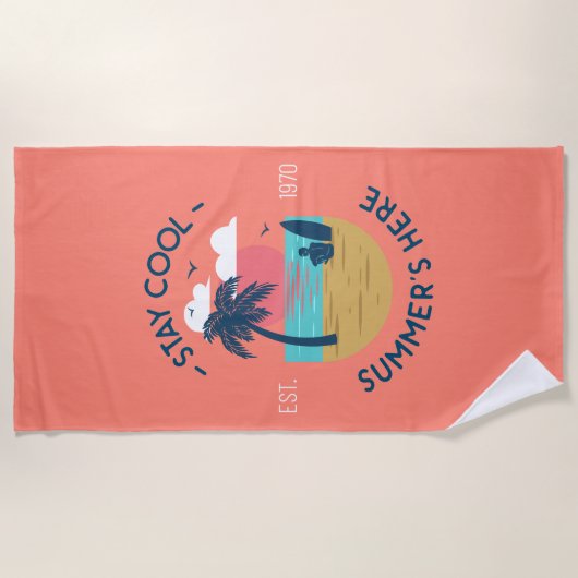 Blijf koel Zomer's Here Beach Sunset Strandlaken (Voorkant)