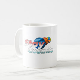 Blijf Kosmisch Minimaal Ruimte Typografie Koffiemo Koffiemok