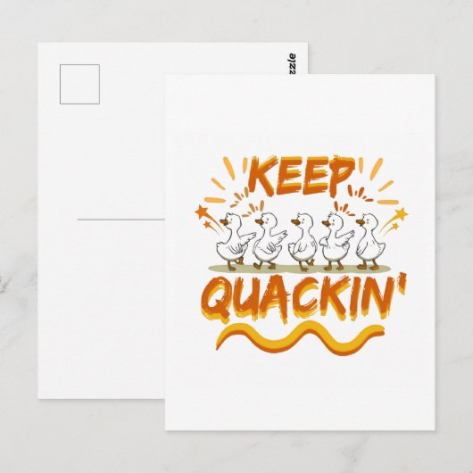 Blijf Kwakend (Dansen) Grappige Eend Woordspeling Briefkaart (Voorkant / Achterkant)