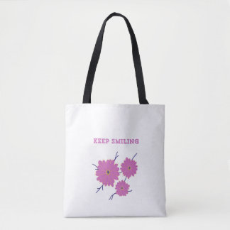 Blijf lachen Floral Canvas tas: Draag positiviteit Tote Bag