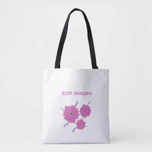 Blijf lachen Floral Canvas tas: Draag positiviteit Tote Bag (Voorkant)