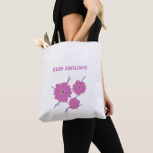 Blijf lachen Floral Canvas tas: Draag positiviteit Tote Bag (Dichtbij)