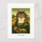 Blijf lachen Schattige Mona Lisa Cat Custom Briefkaart (Voorkant)