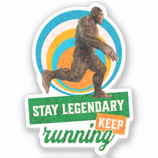 Blijf legendarische, blijf lopen grappige Bigfoot Sticker (Voorkant)