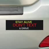 Blijf leven, sms niet tijdens het rijden bumpersticker (Op auto)