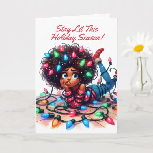 Blijf Licht | Afrocentrische Kerstmis Kaart (Kleine Plant)