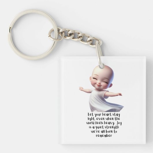 Blijf licht, blijf vreugdevol - Motivatie kunst Sleutelhanger (voorkant)