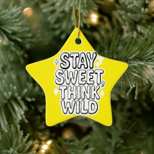 "Blijf lief, denk wild" - Speelse positiviteit Des Keramisch Ornament (Boom)