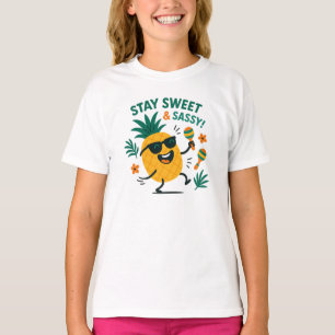 Blijf Lief en Pittig Leuk Ananas Grafisch T-shirt