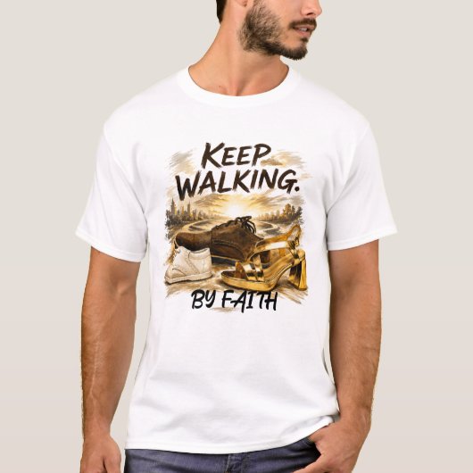 Blijf lopen – in geloof t-shirt (Voorkant)